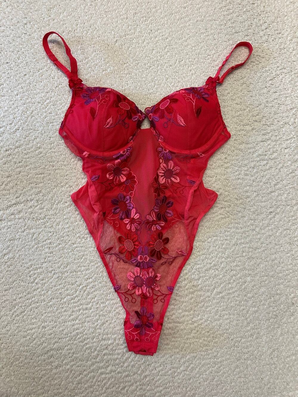 NWT* Victorias Secret Embroidered Bodysuit Lingerie Size 36B